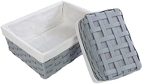 Juvale Wicker Nesting Baskets with Cloth Lining - 5-Pack Gray Rectangular Set - Stackable Storage Bins & Lined Baskets for Organizing Pantry, Closet - Image 5