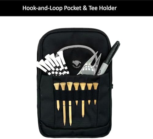 Golf Bag Pouch for Balls and Accessories | 3 Zipper Pockets | Detachable Clip | Store Up to 15 Balls | Front Tee Holder and 10 Bamboo Tees 3 1/4 in - Image 5