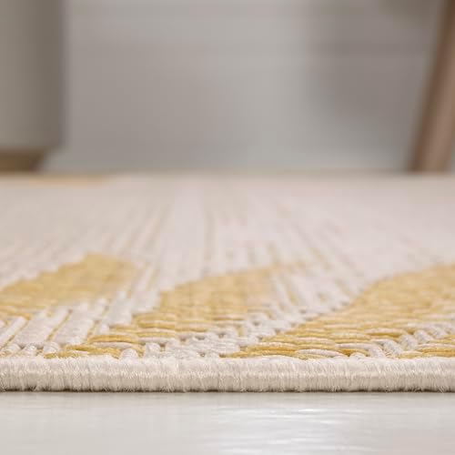 JONATHAN Y Palm Frond Border Indoor Outdoor Area Rug 3X5 Yellow/Cream, Isla Coastal Cottage for Backyard, Patio, Porch, Easy-Cleaning, High Traffic, Pet-Friendly, Non-Shedding (TSN207A-3) - Image 7