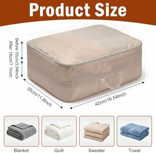 8 Pack Compression Storage Bags, Comforter Storage Bag, Light Brown - Image 2