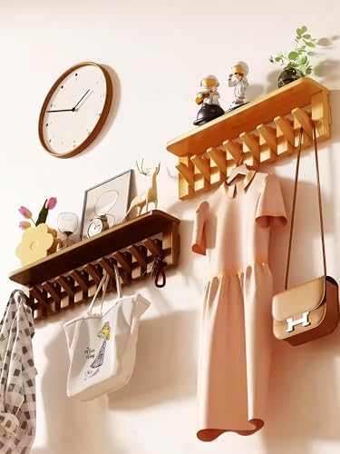 Wall Mounted Piano Key Hanger | Flip Style Hook | Entrance Wall Art Hook, Made of Oak Wood (3 Times Painted, 4 Times Polished) (Tray Beech, 8Hooks) - Image 7