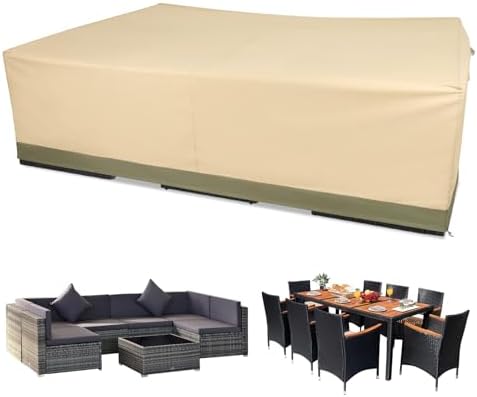 BPS Patio Furniture Cover for Outdoor Table and Chairs, 600D Waterproof and Anti-UV Patio Sectional Set Cover for Outside General Purpose Furniture, 130''L x 88''W x 32''H by AocieLLC