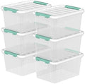 20 Qt Plastic Storage Bins with Lids, 6-Pack Stackable Containers by Buyitt