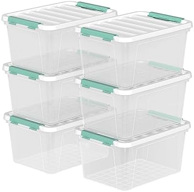 20 Qt Plastic Storage Bins with Lids, 6-Pack Stackable Containers by Buyitt