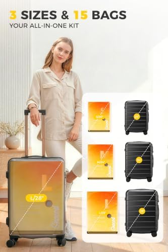 Travel Vacuum Bags with Pump, 15 Pack Vacuum Storage Bags for Clothing, Brushless Motor Type-C Rechargeable Pump, Compression Packing Bags for Travel, Suitcase, Closet and Home Storage, Yellow - Image 4