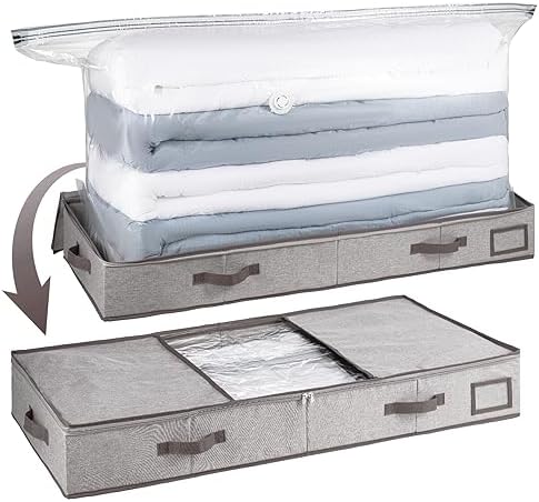 TAILI Under Bed Vacuum Storage Bags for Comforters,41x17.7x6 inch,Taupe by TAILI