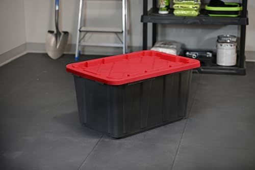 CX Xtra Tall Heavy Duty Black 27-Gallon Stackable Plastic Storage Bins, 4pk - Image 5