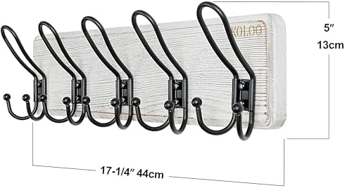 SKOLOO Sturdy Coat Rack Wall Mount with 5 Triple Hangers - Ideal for Heavy Bags, Jackets, and Coats - No Assembly Required - Durable Iron Design - Perfect for Porche, Mudroom, and Entrance, Pack of 2 - Image 6