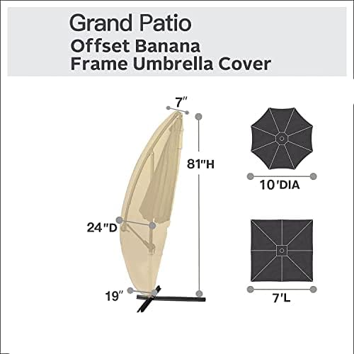 Grand Patio Deluxe Patio Umbrella Cover for 9 to 12 FT Offset Umbrella with Curved Cantilever and Straight Pole, Waterproof Cantilever Umbrella Cover with Zipper, Weather-resistant, Beige - Image 3