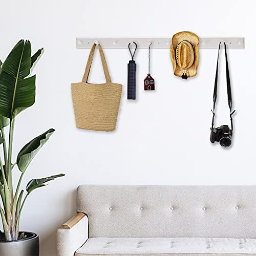 2PCS Coat Rack Wall Mounted, Long 38'' Wooden Wall Coat Hooks with 10 Pegs, Wall Peg Rail Hangers for Hanging Towels, Hats, Backpacks, Clothing, Caps(White) - Image 5