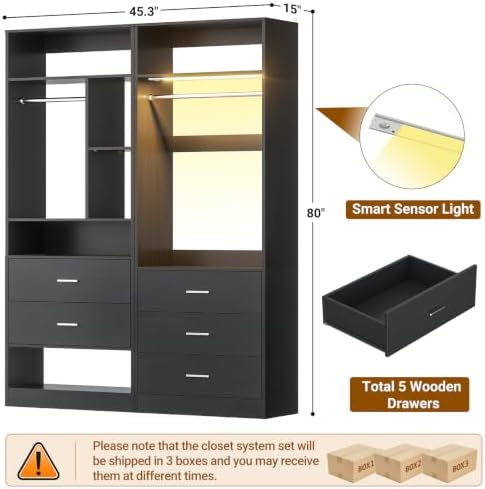 Besiost Closet Systems with 5 Drawers & 3CCT Sensor Light - Image 7