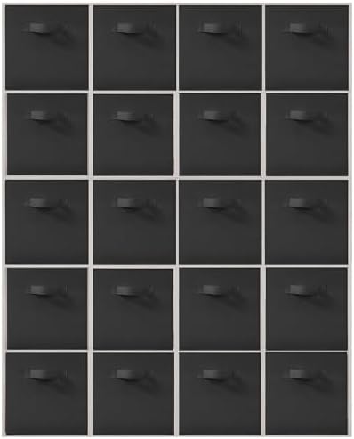 Storage Bins, 11 Inch Fabric Storage Cubes, Collapsible Cube Storage Box, Fabric Closet Organizers with Handle for Home, Office, Cabinet, Closets, Bedroom, Living Room, Black, 20 Set by Unknown