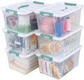 Plastic Organizer Bins Pack of 6, Latching Storage Box with Handles by Innouse