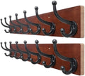 WEBI Rustic Coat Rack Wall Mount,30" Long 7 Cast Iron Coat Hooks Wall Mounted,Heavy Duty Wood Wall Coat Hanger Hooks for Hanging Coats,Jacket,Clothes,Backpack,Farmhouse,Cherry,2 Packs by WEBI