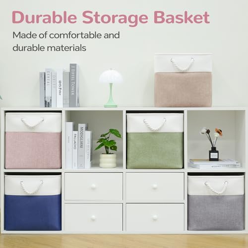 13x13 Inch Foldable Fabric Cube Storage Bins with Handles 6 Pack - Image 4