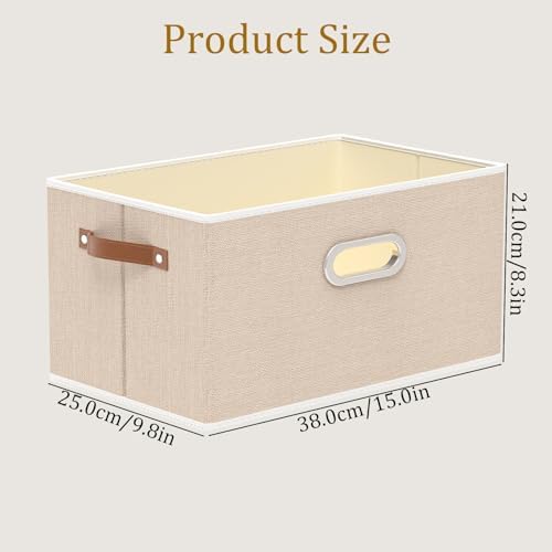 Yawinhe Collapsible Fabric Storage Bins,15.0x9.8x8.3in,Beige,4-Pack - Image 5