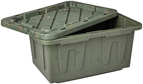 HOMZ 2-Pack Durabilt Tote, Heavy Duty Plastic Storage Bins with Lids, 15 Gallon, Green Camo - Stackable Organizing Containers for Home, Garage, and Office - Image 4