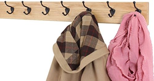 PegandRail Oak Wall Mounted Coat Rack with Bronze Hooks (Natural, 36" x 4.5" with 7 Hooks) - Image 2