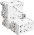 Storage Bags for Clothing, 14.8-Gal Collapsible Storage Boxes with Lids, Stackable Storage Bins for Comforters, Blankets, Bedding, Sweaters and Underbed Storage (2, Classic White) by Unknown
