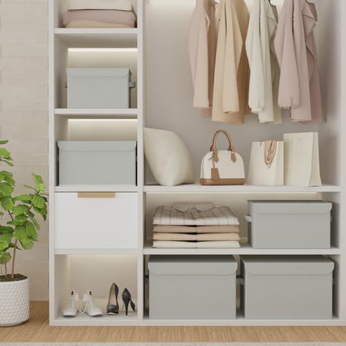 Foldable Storage Bins, Closet Boxes, 4 Pack, Grey, 13x9x7.9 In - Image 2