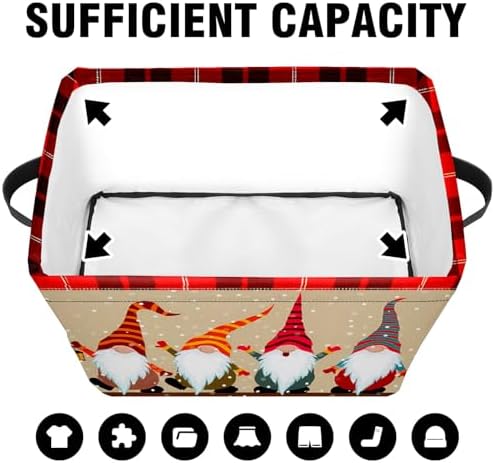 Christmas Foldable Baskets Storage Bins with Handles, Christmas Dwarf Decorative Cloth Organizer Storage Boxes 2 2piece - Image 5