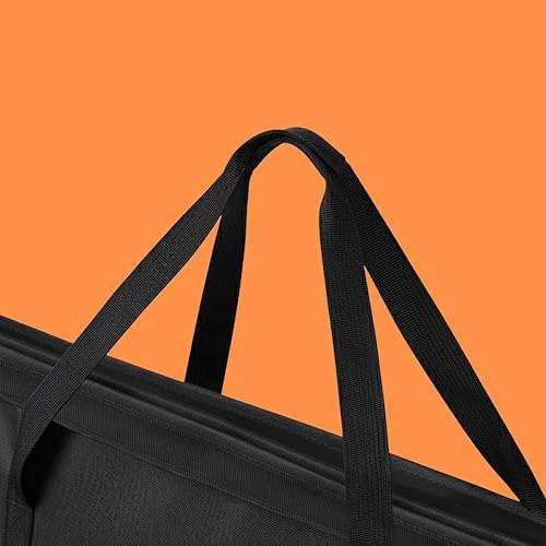 Relaxdays Wrapping Paper Storage, Zip, Handles, 3 Mesh Compartments for Accessories, H 34 x W 82 x D 13 cm, Black - Image 6
