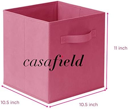 Casafield Set of 12 Collapsible Fabric Cube Storage Bins, Hot Pink - 11" Foldable Cloth Baskets for Shelves, Cubby Organizers & More - Image 7