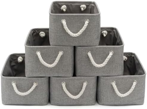 13.8x9.8x6.7 Inch Fabric Small Storage Bins with Handles 6 Pack by VQRTEXAStorageBasket
