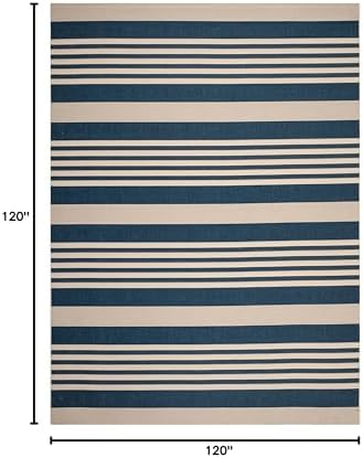 SAFAVIEH Washable Rug Outdoor Courtyard Collection - 10' Square, Navy & Beige, Non-Shedding & Easy Cleaning, Ideal for Patio, Backyard, Mudroom (CY6062-268) - Image 2