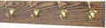 PegandRail Oak Wall Mounted Coat Rack with Solid Brass Hooks 4.5" Ultra Wide (Walnut, 20" x 4.5" with 4 Hooks) by PEG+AND+RAIL