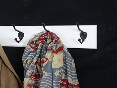 White Coat Rack with Oil Rubbed Bronze Hat & Coat Style Hooks (15" x 3.5" with 3 hooks) - Image 2