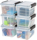IRIS USA 6-Pack 6 Qt Storage Bins with Gasket Lids, Clear/Black by IRISUSA