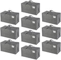 VENO 10 Pack Extra Large Heavy Duty Moving Bags with Wide Opening & Reinforced Handles, Reusable Storage Tote Bags with Strong Zippers for Clothes, College Dorm Essentials & Moving Supplies by Veno