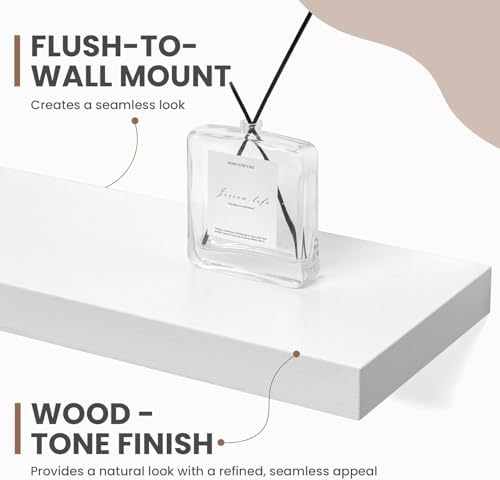 Acovy 72 Inch Floating Shelves, 8 Inch Deep Floating Shelves for Wall, Hanging Shelf with Invisible Brackets, Deep Shelves for Bathroom, Bedroom, Living Room, White, Set of 1 - Image 6