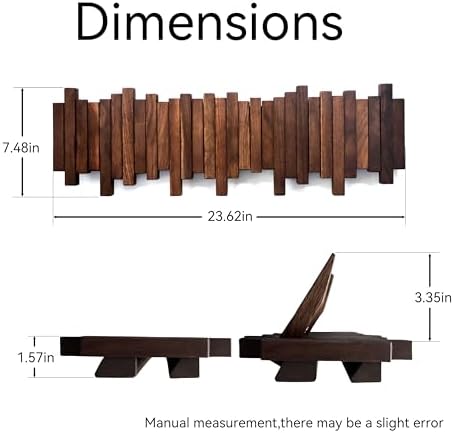 Hardwood Piano Coat Rack| Flip Down Wall Hook Rack 6 Hooks|Heavy Duty Coat Hooks.Made of Acacia Wood (Wood Wax Oil Dyed Walnut Color).Wall Art - Image 2