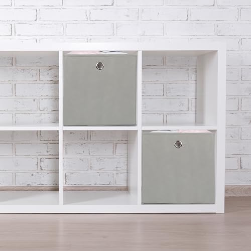 Relaxdays Storage Box Set of 4, Shelf Baskets, HBD: 30x30x30 cm, Handle Holes, Foldable Organiser Bins, Grey, Polyester, 30 x 30 x 30 cm - Image 2