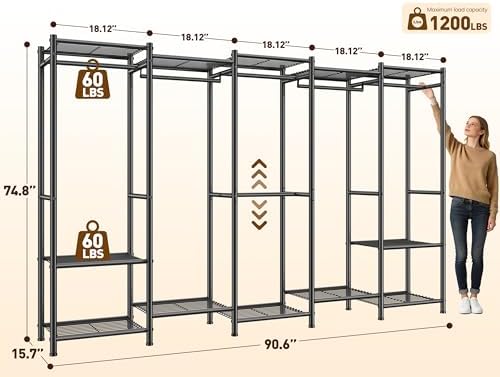 Raybee Freestanding Closet 1200LBS Heavy Duty Metal Closet System - Image 3