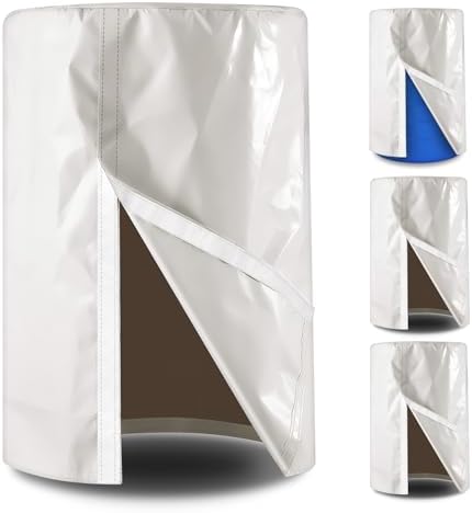 4 Piece 55 Gallon Drum Cover 24 x 36 Inch 55 Gallon Water Barrel Covers Outdoor Waterproof Rain Snow Water Storage Bucket Lid Protective Hook/loop Closure Anti Dust (White) by Hubeii