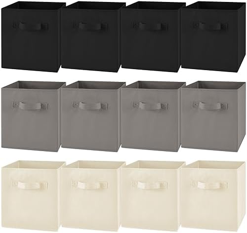 Yinder 12 Pcs Cube Storage Bin, Gray 10.5''x10.5''x11'' Storage Bins by Yinder