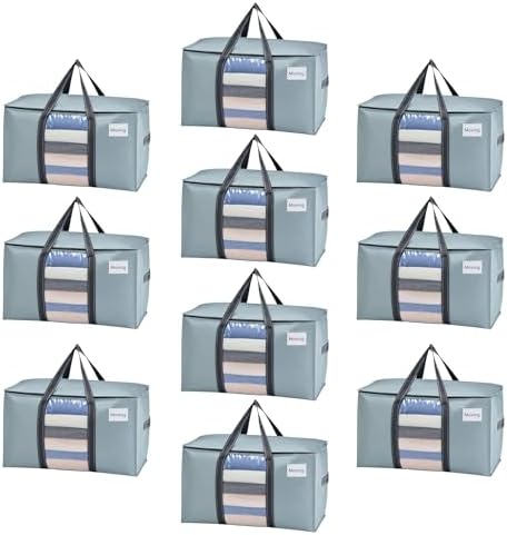 VENO 10 Pack Heavy Duty Moving Bags w/Clear Window,Extra Large Storage Bag by Veno