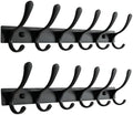 SKOLOO Heavy Duty Wall Mounted Coat Rack - 6 Hooks, Stainless Steel, Pack of 2, Sturdy Coat Hooks for Hanging Clothes, Jacket, Hat, Black by SKOLOO