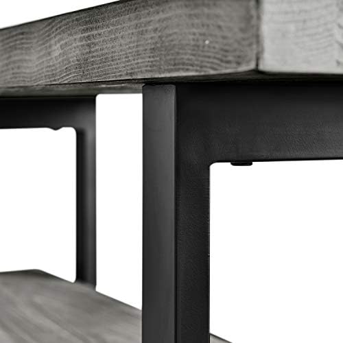 Pomona Solid Wood Entryway Bench with Shoe Rack, Slate Grey, 48 Inch - Image 5