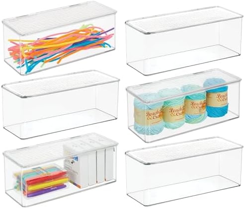 iDesign Plastic Stackable Hinged-Lid Storage Box, Set of 6, Clear by iDesign