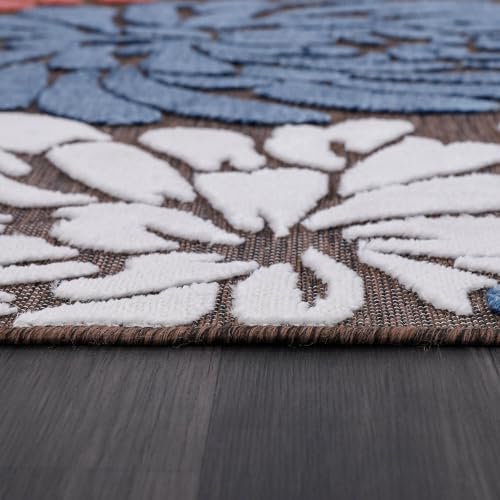 Luul Home Floral Indoor Outdoor Runner Rugs 2x7 Entryway Rug, Kitchen, Hallway Rug Washable Stain Resistant Outside Carpet Brown 2 x 7 - Image 5