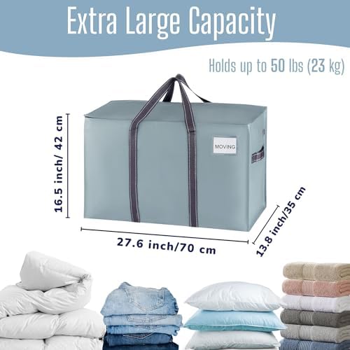 VENO 10 Pack Heavy Duty Moving Bags, Extra Large Storage Bags with Reinforced Handles & Strong Zippers, Foldable & Reusable Moving Box Alternative for Clothes & Dorm Storage - Image 4