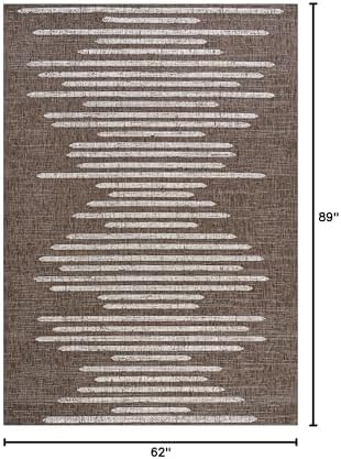 JONATHAN Y Stripe Geometric Indoor Outdoor Area Rug 5X8 Brown/Beige, Zolak Berber for Backyard, Patio, Porch, Easy-Cleaning, High Traffic, Pet-Friendly, Non-Shedding (SMB124B-5) - Image 2