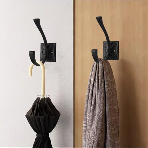 10 Pack Decorative Heavy Duty Towel Hooks for Hanging Robe Double Matte Black Coat Hooks Wall Mounted with Screws for Key, Towel, Bags, Cup, Hat - Image 2