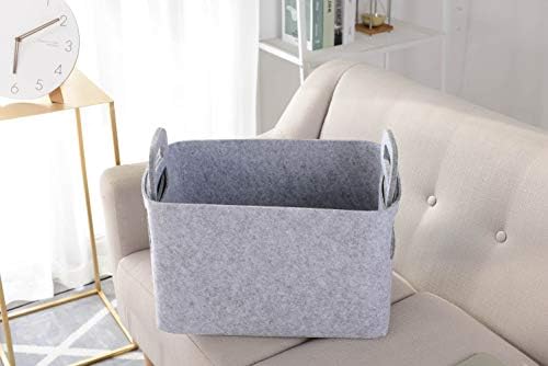 Storage Basket Felt Storage Bin Collapsible& Convenient Box Organizer with Carry Handles for Office Bedroom Closet Babies Nursery Toys Laundry (Light grey, 19.9inch（L）×13.6inch（W）×12.6inch（H）) - Image 2