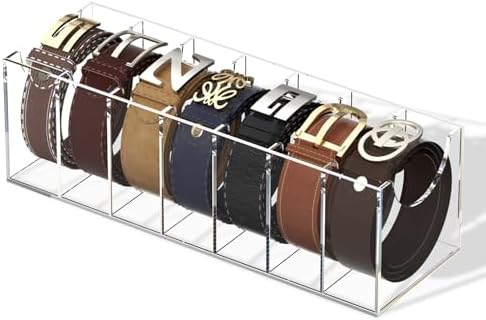 FEMELI Acrylic Belt Organizers Holders for Closet 7 Slots Belt Storage Box by FEMELI