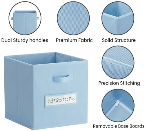 Storage Bins,11" Cube Storage Bin with Labels,10pcs,Pastel Blue - Image 2